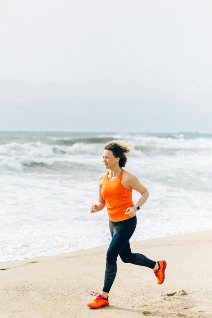 Jogging woman adopting weight loss methods for women over 50